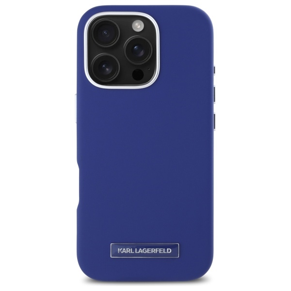 Karl Lagerfeld iPhone 16 Pro Case FW Metal Plate MagSafe, Blue