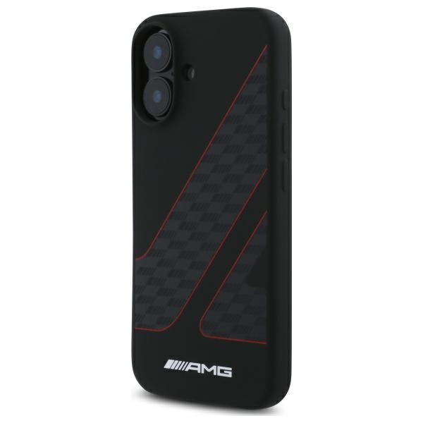 Mercedes AMG iPhone 16 Case Checkered Flag Pattern MagSafe, Black