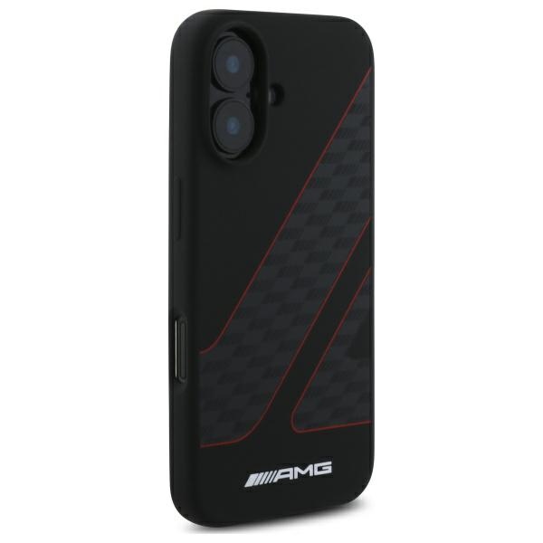 Mercedes AMG iPhone 16 Case Checkered Flag Pattern MagSafe, Black