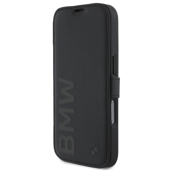 BMW BMBKP16S23RMRLK iPhone 16 6.1" черный/черный чехол-книжка Signature Leather Wordmark