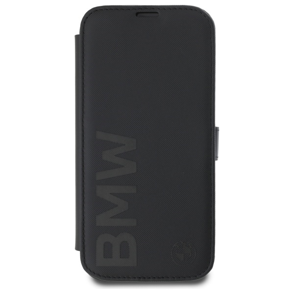BMW BMBKP16S23RMRLK iPhone 16 6.1" черный/черный чехол-книжка Signature Leather Wordmark