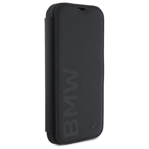 BMW BMBKP16S23RMRLK iPhone 16 6.1" черный/черный чехол-книжка Signature Leather Wordmark
