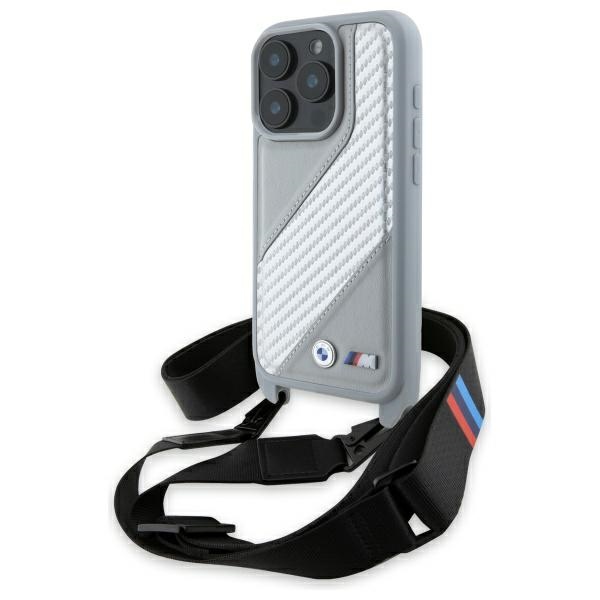 BMW BMHCP16L23PSCCG iPhone 16 Pro 6.3" gray/gray hardcase M Edition Carbon Stripe & Strap