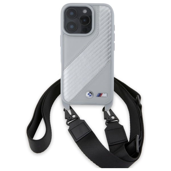 BMW iPhone 16 Pro Case M Edition Carbon Stripe & Strap, Gray