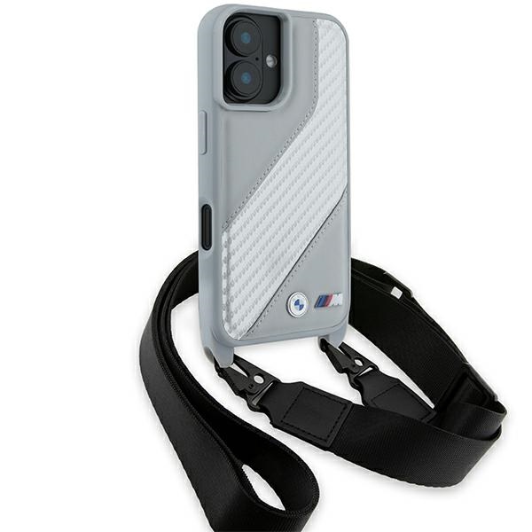BMW iPhone 16 Case M Edition Carbon Stripe & Strap - Gray