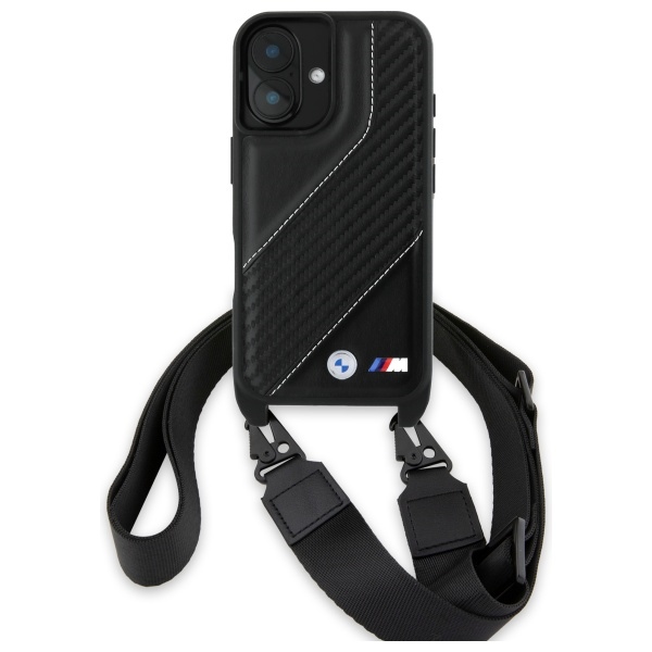 BMW iPhone 16 vāciņš M Edition Carbon Stripe & Strap, melns