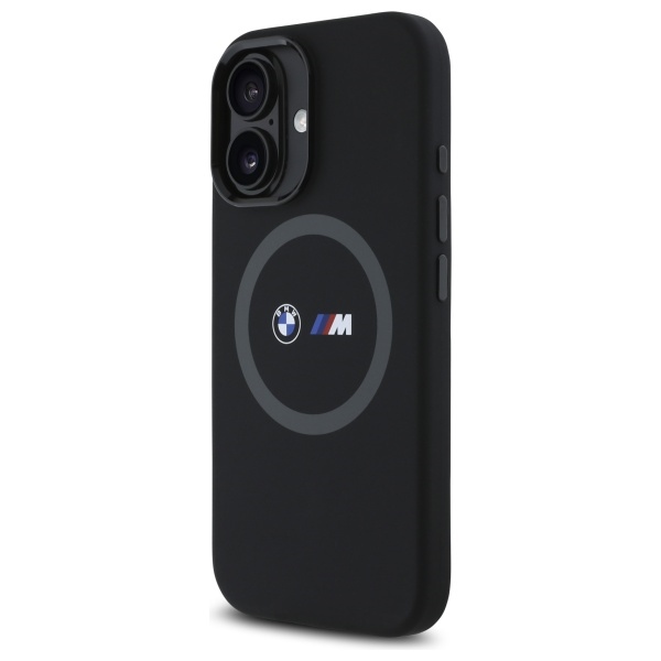 BMW iPhone 16 Case M Silicone Printed Ring MagSafe, Black