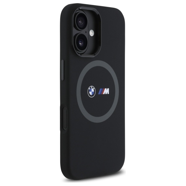 BMW iPhone 16 Case M Silicone Printed Ring MagSafe, Black