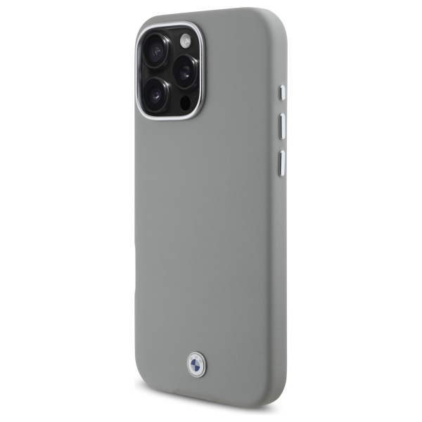 Чехол BMW для iPhone 16 Pro Max Sign Full Wrapped Metal MagSafe, серый