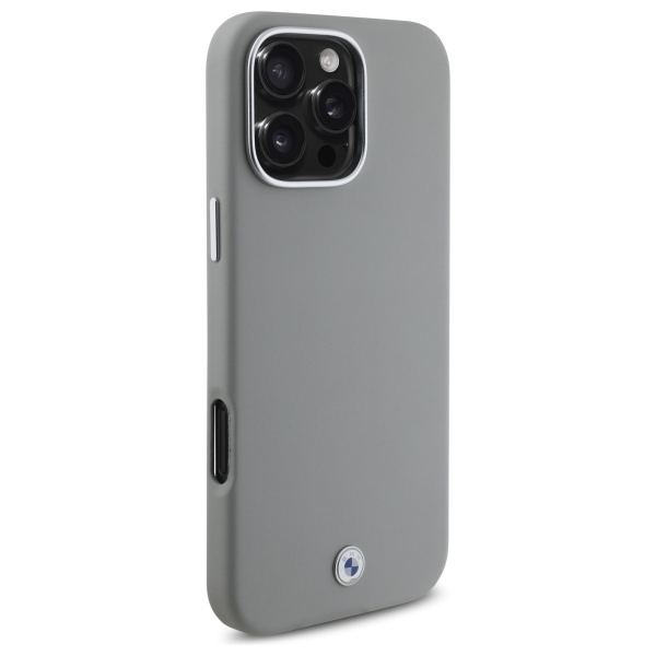 Чехол BMW для iPhone 16 Pro Max Sign Full Wrapped Metal MagSafe, серый