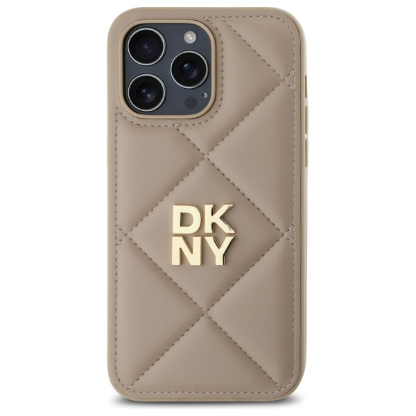 DKNY iPhone 14 Pro Max Case Quilted Stack Logo, Beige