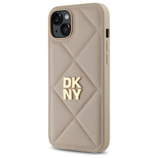 DKNY iPhone 15 Plus Case Quilted Stack Logo, Beige