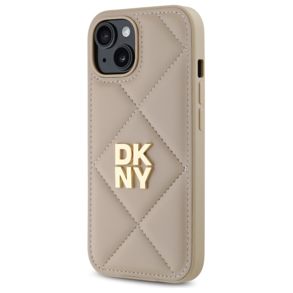 DKNY iPhone 15 Case Quilted Stack Logo, Beige