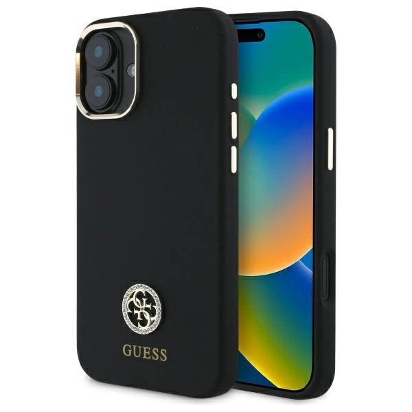 Guess GUHCP16SM4DGPK iPhone 16 6.1" black/black hardcase Silicone Logo Strass 4G