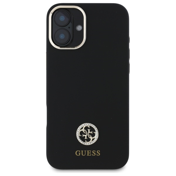 Guess iPhone 16 Case Silicone Logo Strass 4G, Black