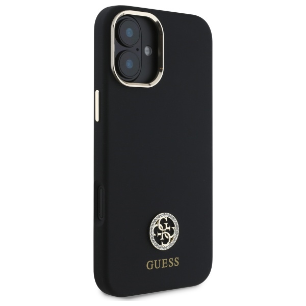 Guess iPhone 16 Case Silicone Logo Strass 4G, Black