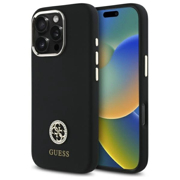 Guess GUHCP16XM4DGPK iPhone 16 Pro Max 6.9" black/black hardcase Silicone Logo Strass 4G