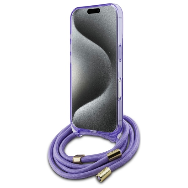 Guess iPhone 16 Case Crossbody Cord Script MagSafe, Purple
