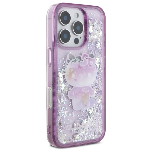 Hello Kitty iPhone 16 Pro Case Liquid Glitter 50TH Anniversary Party, Purple