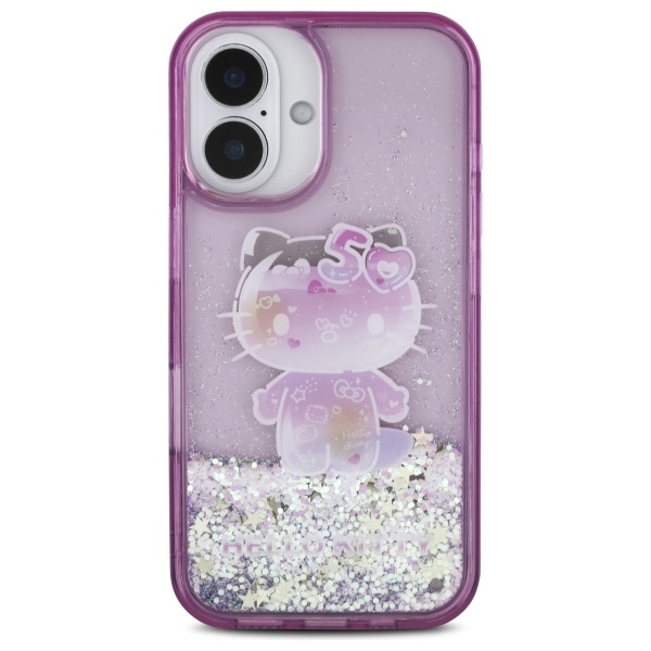 Чехол Hello Kitty для iPhone 16 Liquid Glitter 50TH Anniversary Party, фиолетовый