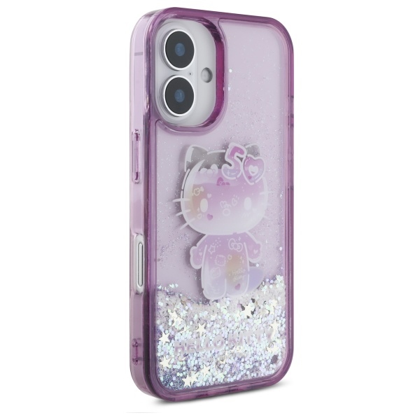 Чехол Hello Kitty для iPhone 16 Liquid Glitter 50TH Anniversary Party, фиолетовый