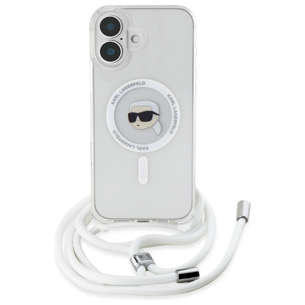 Чехол Karl Lagerfeld для iPhone 16 Crossbody IML Karl Head MagSafe, прозрачный
