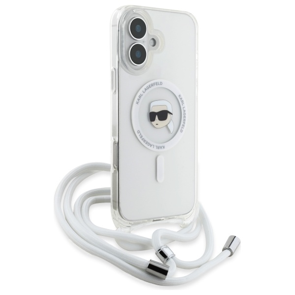 Чехол Karl Lagerfeld для iPhone 16 Crossbody IML Karl Head MagSafe, прозрачный