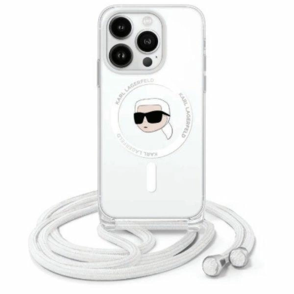 Apple iPhone 16 Pro Max 6.9'' Karl Lagerfeld Crossbody IML Karl Head Magsafe Cover Case, Transparent