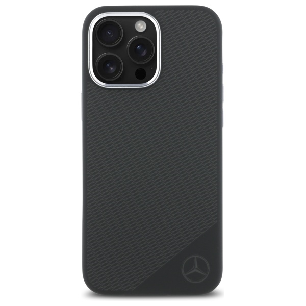 Mercedes iPhone 16 Pro Max Case Silicone Tonal Logo Wood Pattern MagSafe, Black