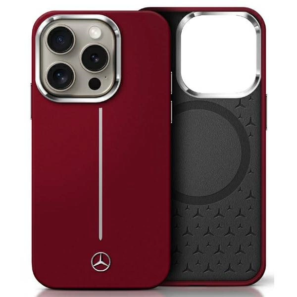 Mercedes MEHMP16X23SUMSR iPhone 16 Pro Max 6.9" red/red hardcase Silicone White Stripe MagSafe