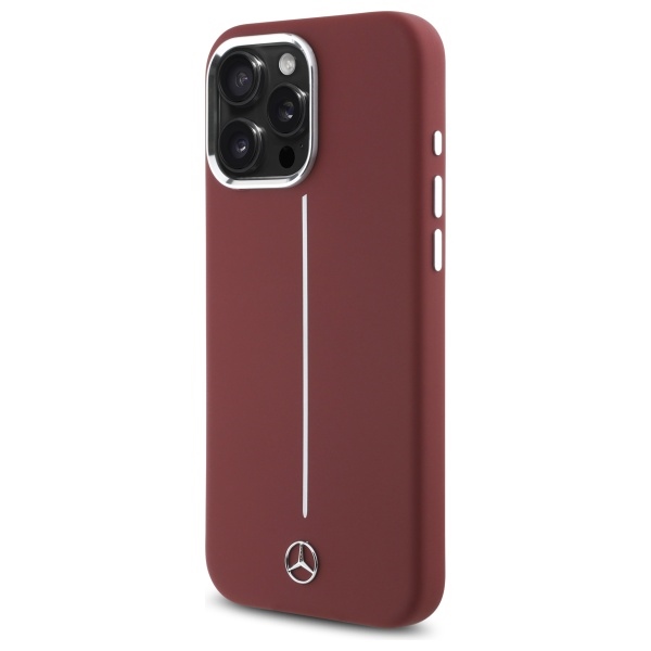 Mercedes iPhone 16 Pro Max Case Silicone White Stripe MagSafe, Red