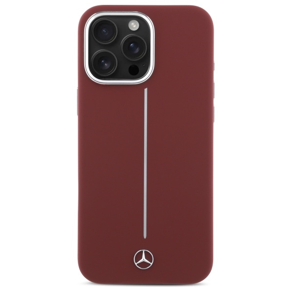 Mercedes iPhone 16 Pro Max Case Silicone White Stripe MagSafe, Red