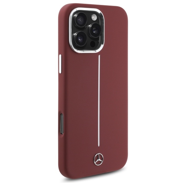 Mercedes iPhone 16 Pro Max Case Silicone White Stripe MagSafe, Red