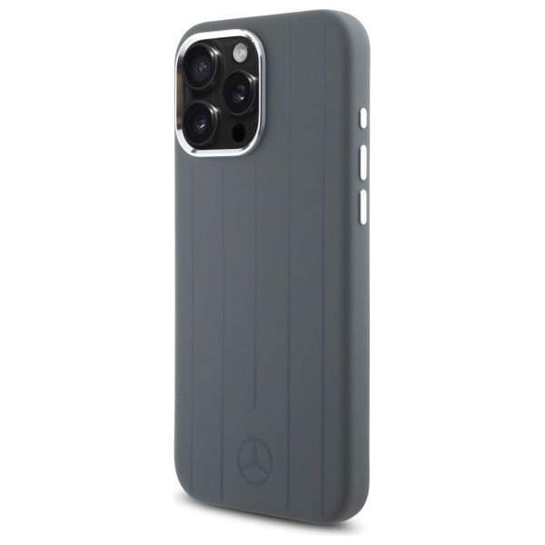 Mercedes iPhone 16 Pro Max Case Silicone Vertical Tonal Stripes MagSafe, Gray