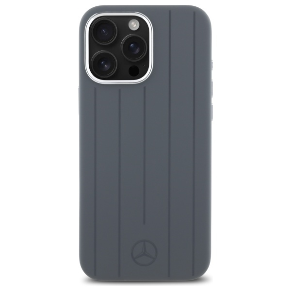 Mercedes iPhone 16 Pro Max Case Silicone Vertical Tonal Stripes MagSafe, Gray