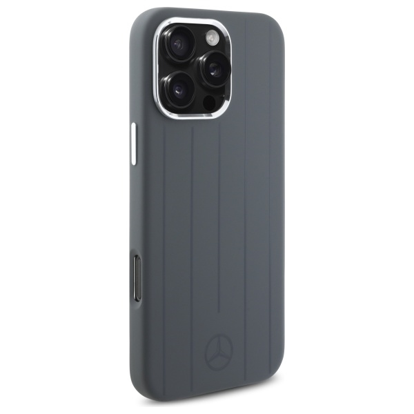 Mercedes iPhone 16 Pro Max Case Silicone Vertical Tonal Stripes MagSafe, Gray