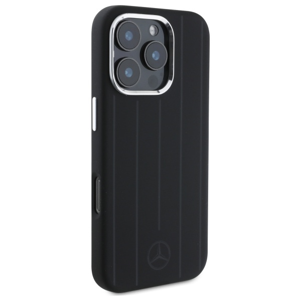 Mercedes iPhone 16 Pro Max Case Silicone Vertical Tonal Stripes MagSafe, Black
