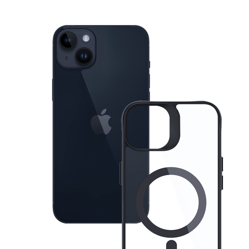 Чехол 3mk Protection для iPhone 14 Plus Satin Armor MagCase, прозрачный с черной рамкой