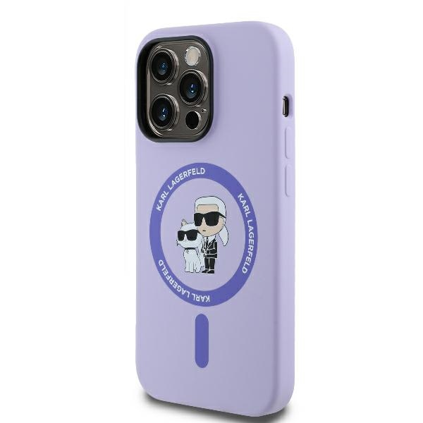 Apple iPhone 14 Pro Max 6.7\'\' Karl Lagerfeld Silicone Karl&Choupette Heads Ring MagSafe Cover Case, Purple