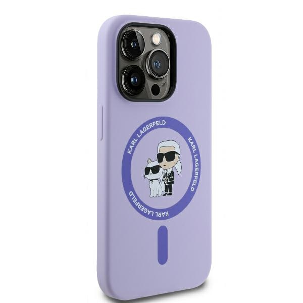 Apple iPhone 14 Pro Max 6.7\'\' Karl Lagerfeld Silicone Karl&Choupette Heads Ring MagSafe Cover Case, Purple
