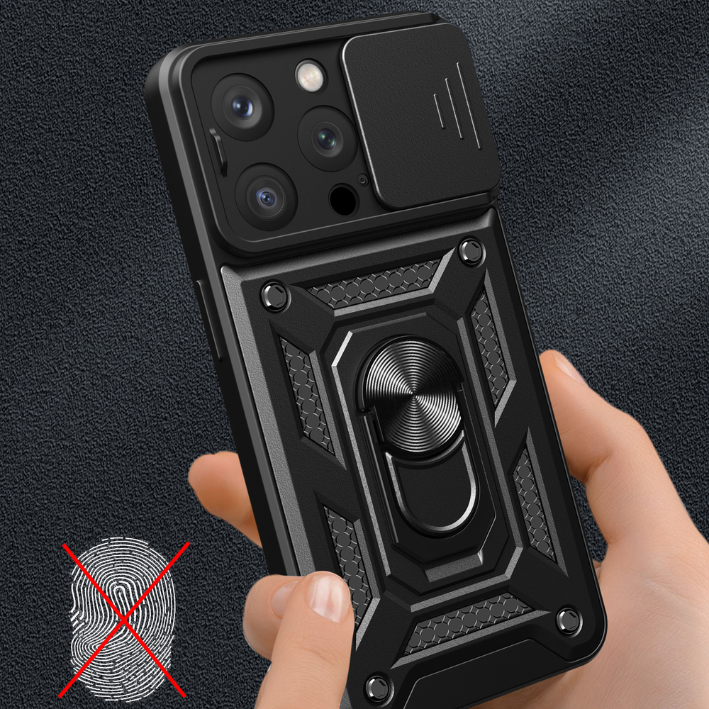 Apple iPhone 15 Pro Max 6.7\'\' Armor Guard TPU Hybrid Camshield Case Cover, Black | Telefona Vāciņš Maciņš...
