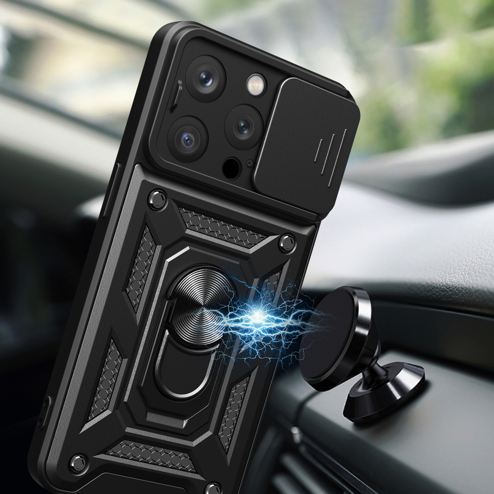 Hybrid Armor Camshield vāciņš iPhone 15 Pro Max ar kameras aizsargu, rozā