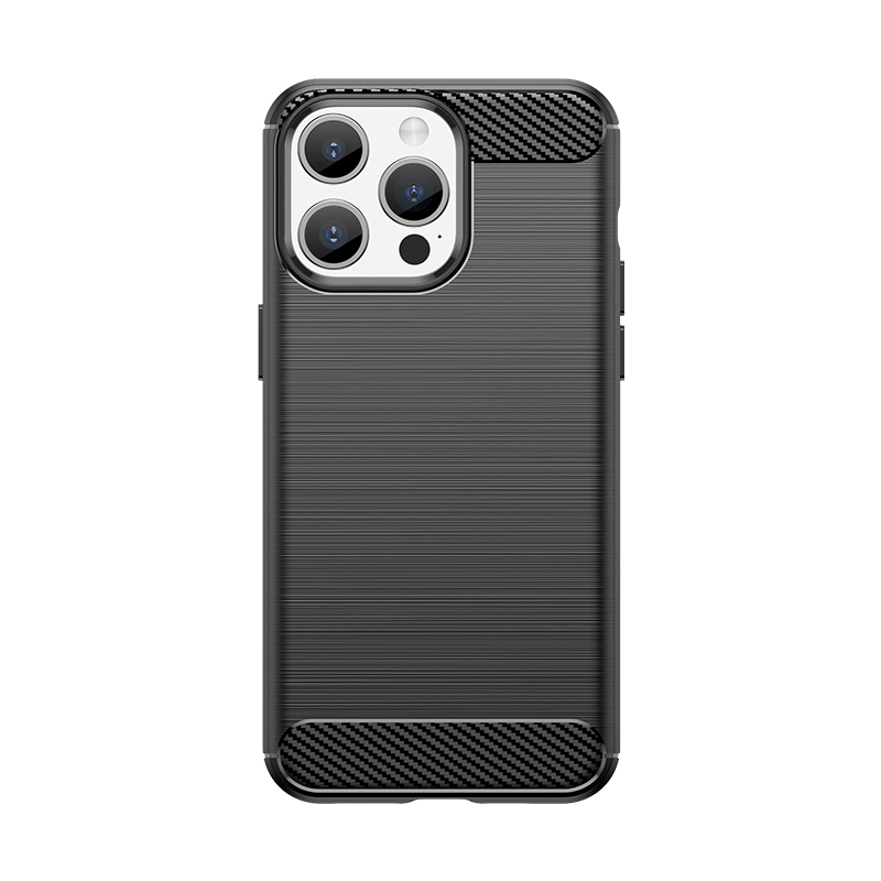Carbon Case for iPhone 15 Pro Max Flexible Carbon Pattern Cover, Black