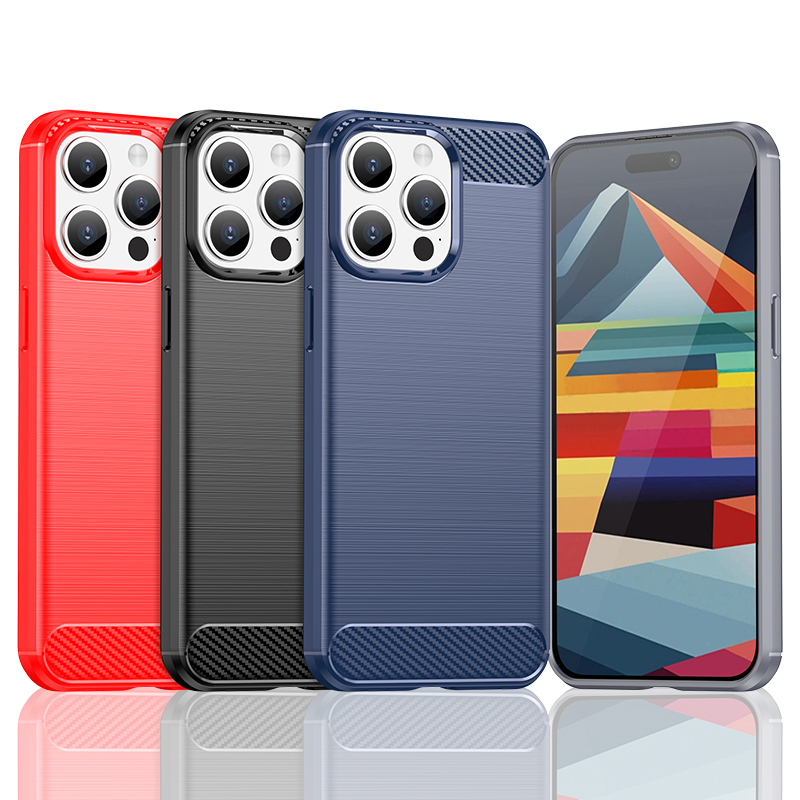 Carbon Case for iPhone 15 Pro Max with Carbon Pattern, Blue