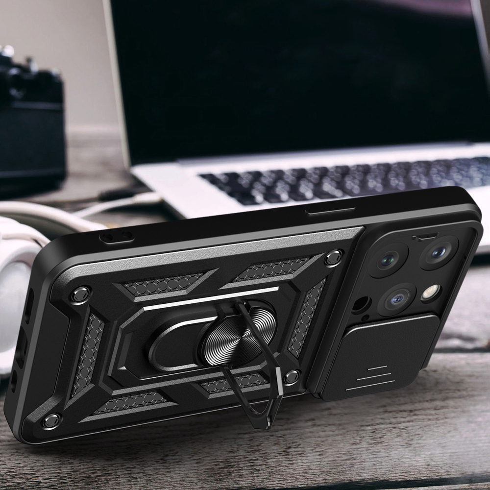 Hybrid Armor Camshield vāciņš iPhone 15 Pro Max ar kameras aizsargu, zils