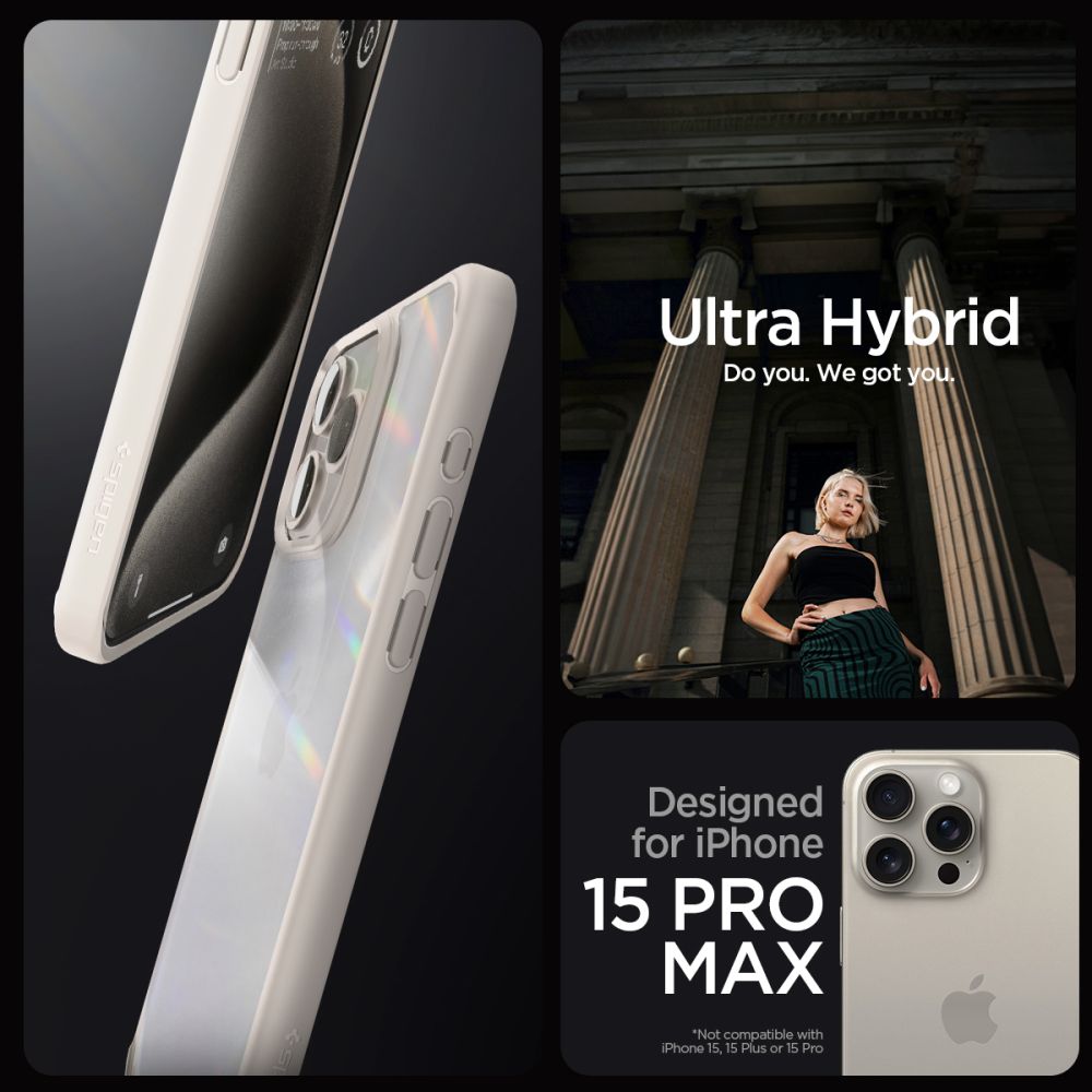 Spigen Ultra Hybrid iPhone 15 Pro Max Case - Natural Titanium