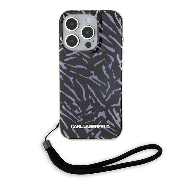 Karl Lagerfeld iPhone 15 Pro Max Case IML Zebra Pattern & Cord, Purple