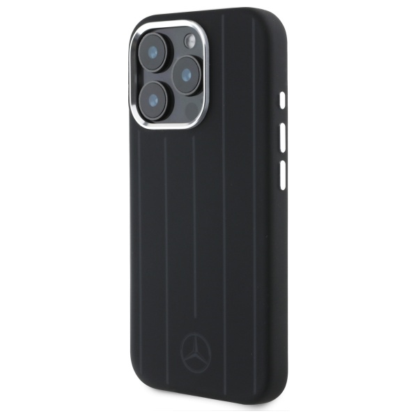 Mercedes iPhone 16 Pro Case Silicone Vertical Tonal Stripes MagSafe, Black