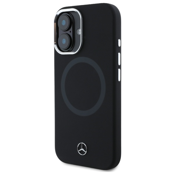 Mercedes iPhone 16 Case Silicone Tonal Logo MagSafe, Black