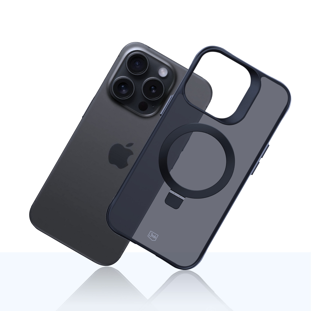 3mk Apple iPhone 15 Pro Max Case Smoke Case Mag&Stand, Black